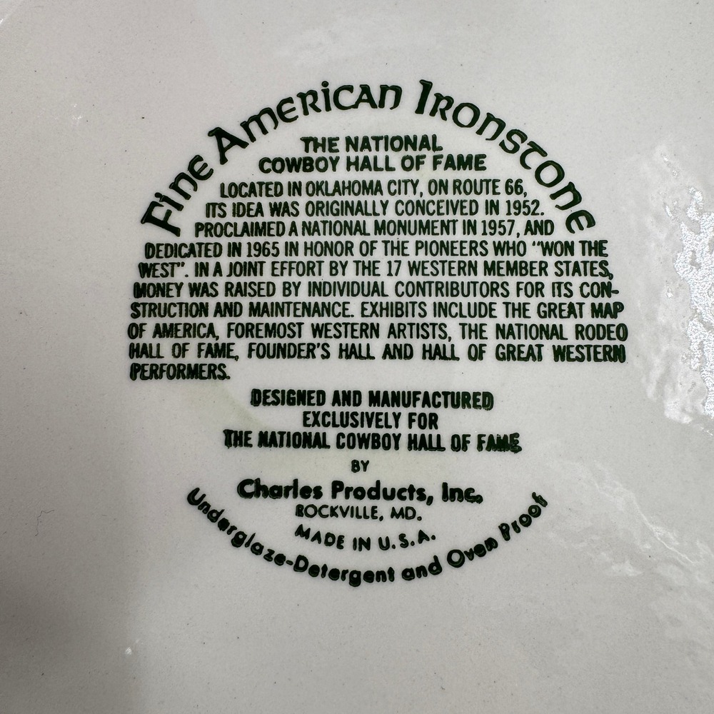 Vintage National Cowboy Hall of Fame Ironstone Plate Oklahoma City Route 66 9in - Picture 5 of 6